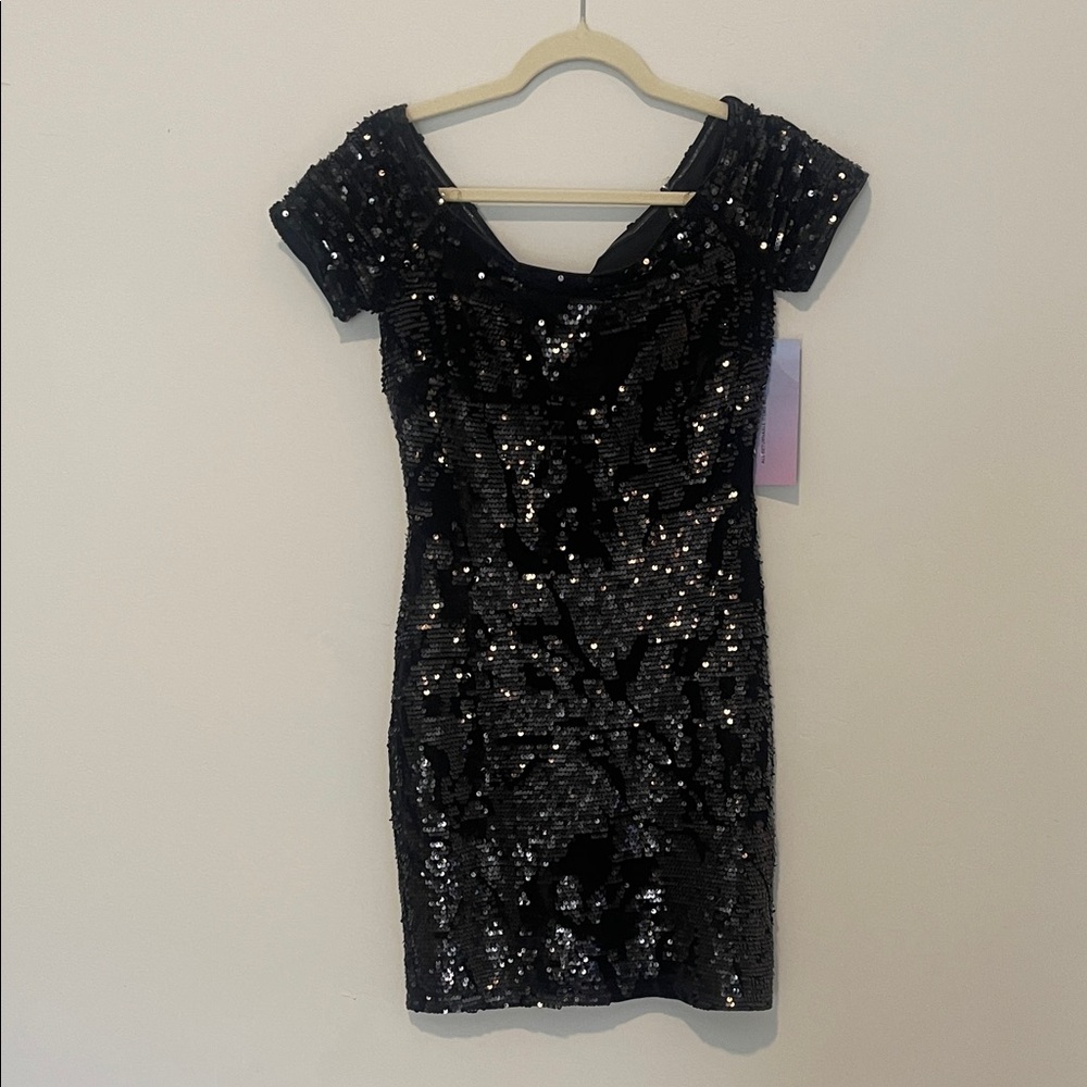 Just Me Black Sequin Dress